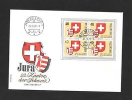 FDC 621 Viererblock ET Delémont 25.9.1978 schön illustriert