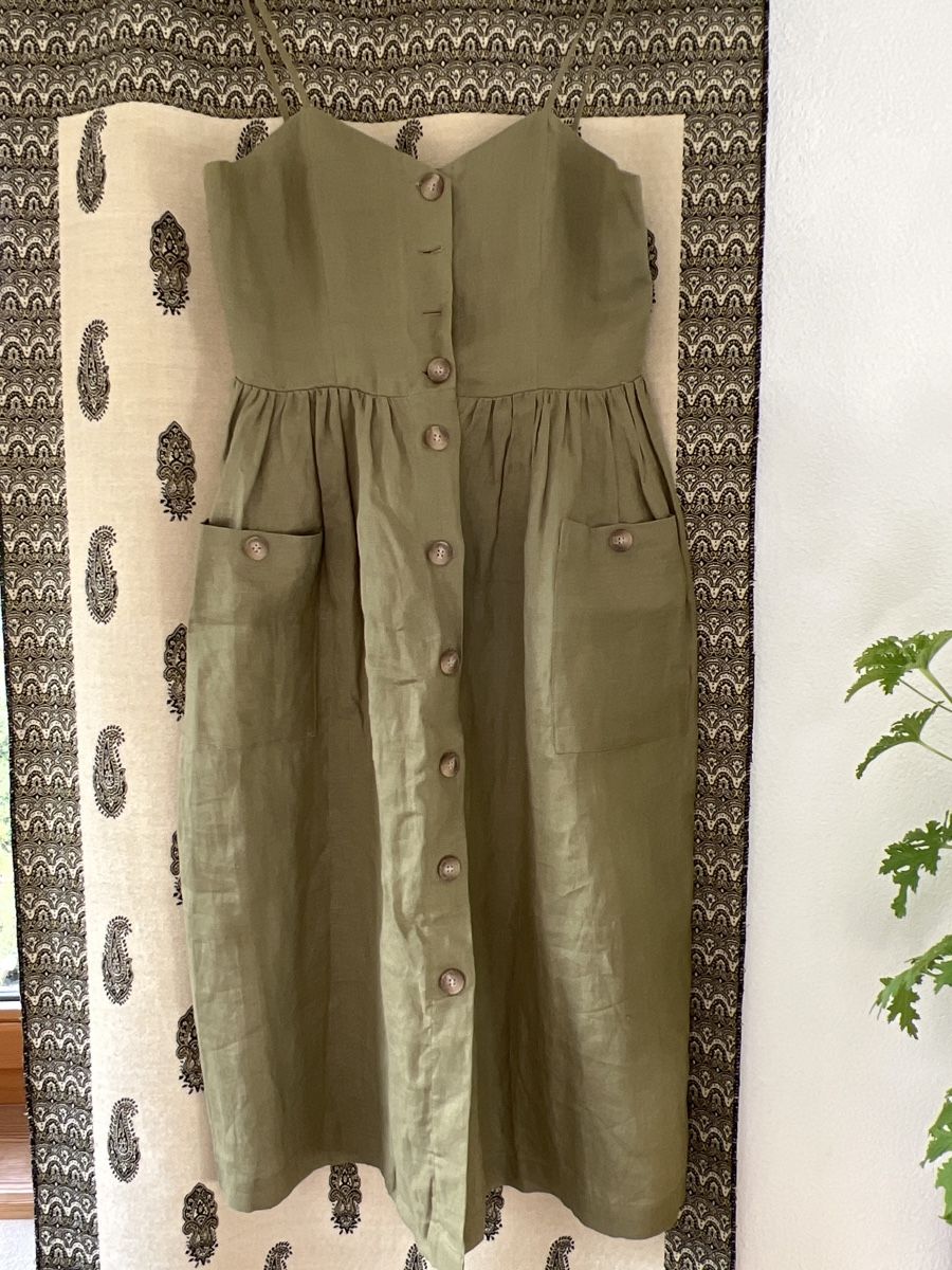Mango Vestiti: Leinenkleid, Mango Gr M, olivgrün – Nuovo (secondo la descrizione) da Mols venduto da AgaJ