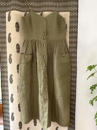 Leinenkleid, Mango Gr M, olivgrün