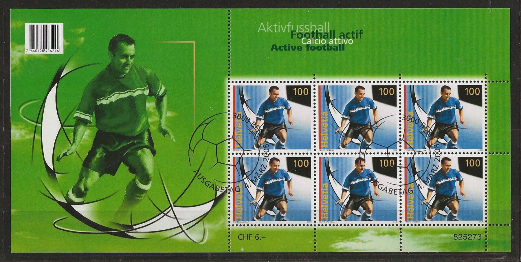 Alle Briefmarken: Kleinbogen Aktivfussball Ersttag 2008 – Gebraucht aus Zürich von Philacat11