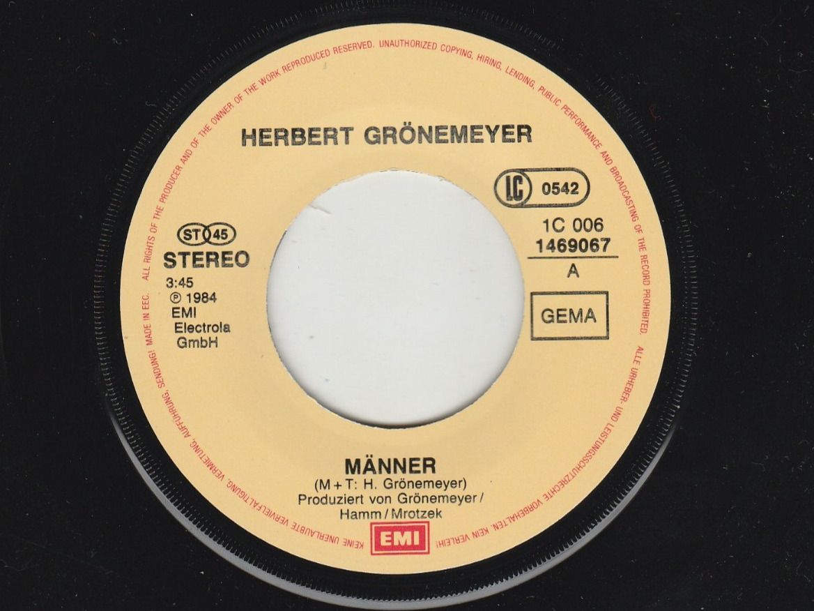 Dischi in vinile: Herbert Grönemeyer - Männer 7" Vinyl 1984 – Usato da Tübach venduto da JamesStone 4