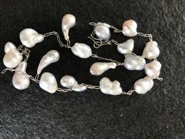 Perlenkette 750er Weissgold Barockperlen