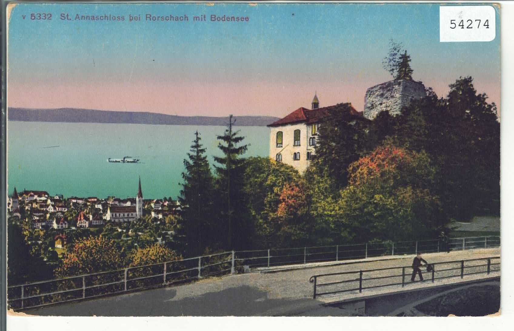 Ansichtskarten: St. Annaschloss bei Rorschach mit Bodensee - Litho – Gebraucht aus Ettingen von Kartenplanet