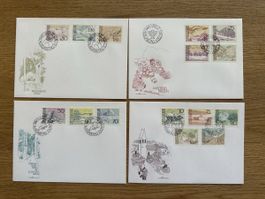 Liechtenstein - 4x LANDSCHAFTEN FDC‘s Top erhalten 
