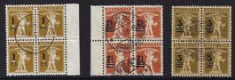 1915-30 3 Aufbrauchsausg.Tellknabe 4er-Bl. ⊞ gest. ʘ 132-180
