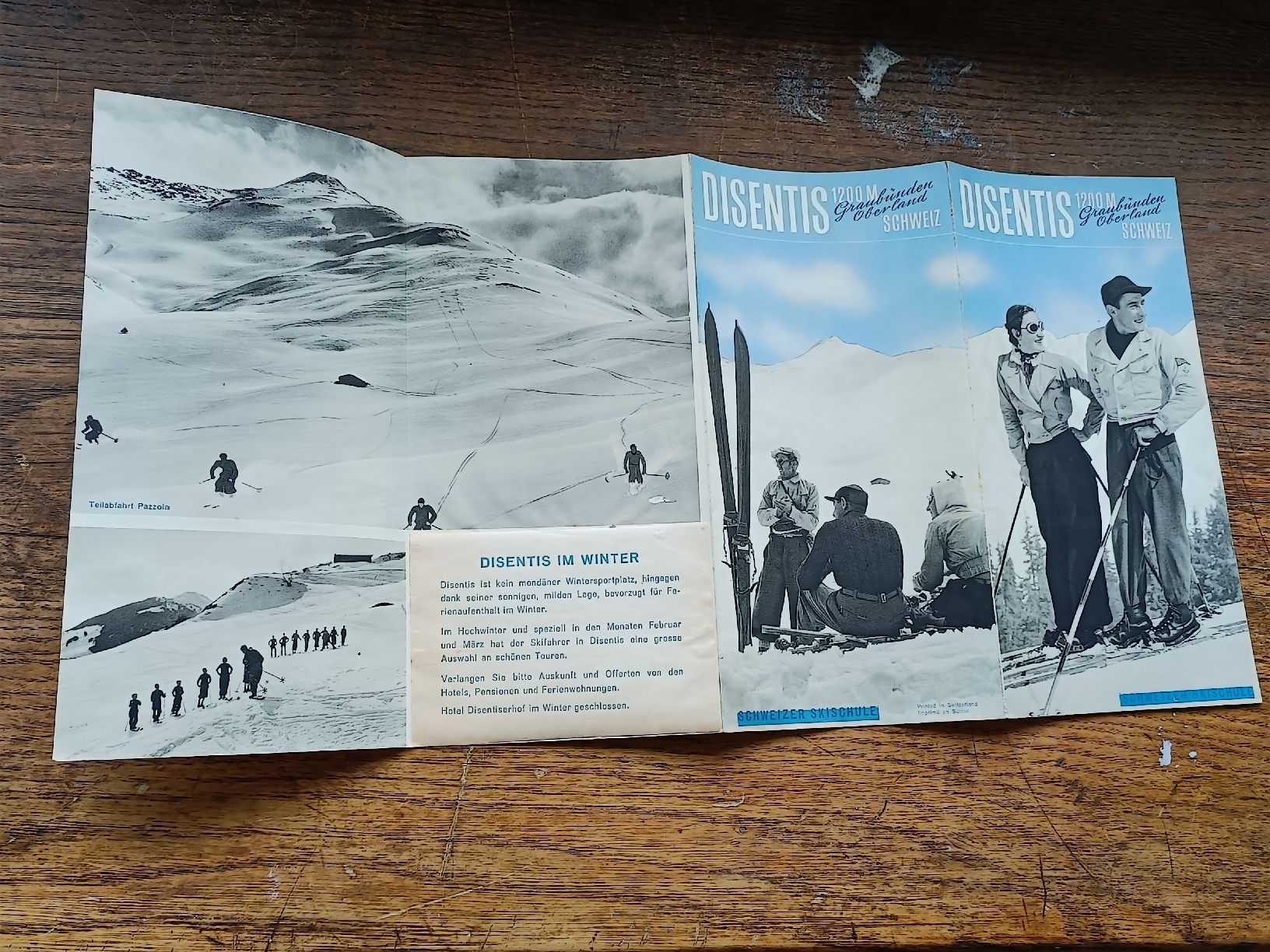 Dokumente: Alter Prospekt / Disentis - Schweizer Skischule ca. 1930 – Gebraucht aus Brugg AG von Ente015 2