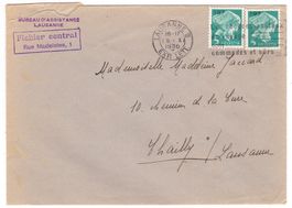 Lettre avec timbres de franchise pour Lausanne