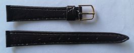 Bracelet cuir brun façon croco pour montre dame, 14 mm