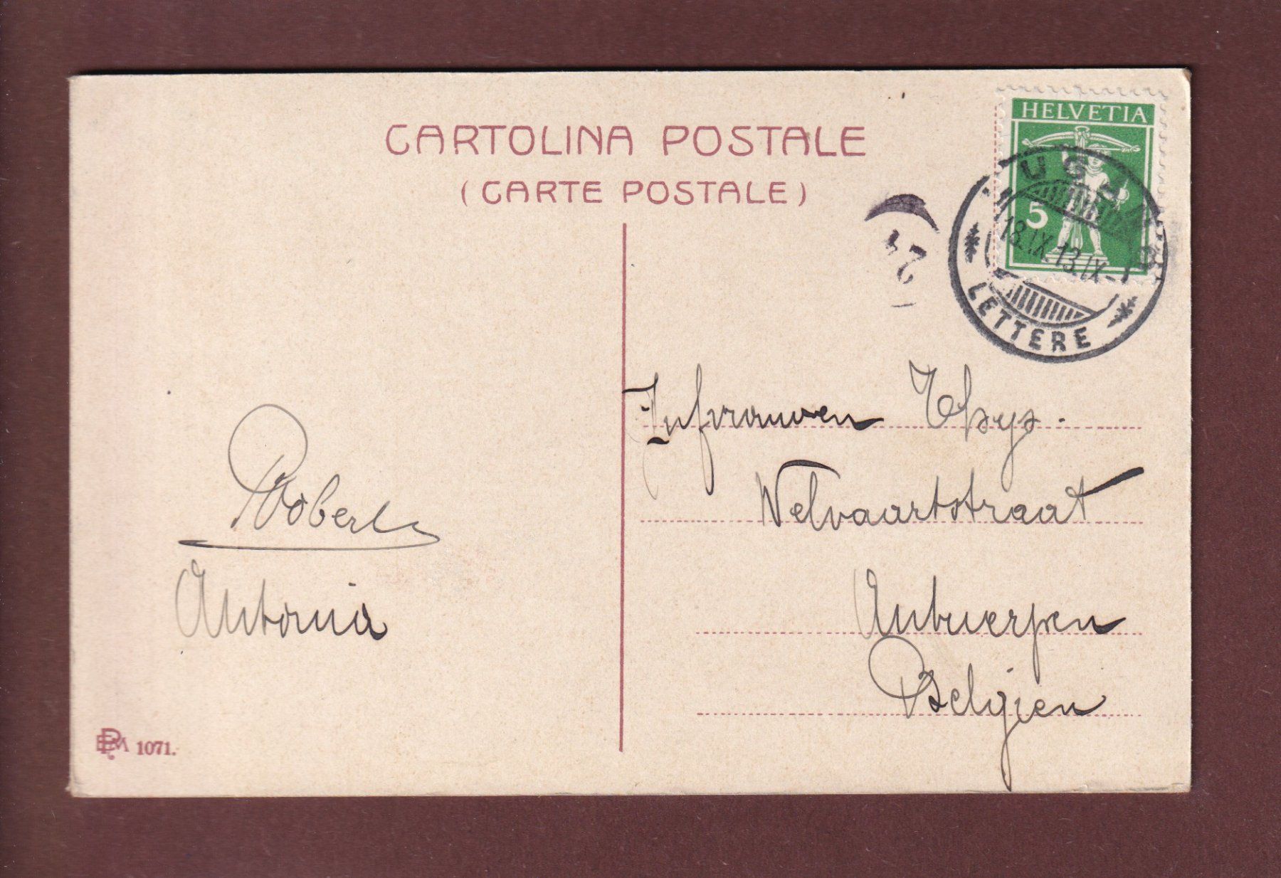 Cartoline postali: LUGANO - Fontana Bossi - 1913 – Usato da Pully venduto da nicecards 1