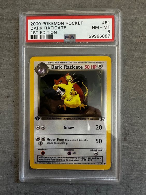 1. Edition Dark Raticate PSA 8 Team Rocket 2000 | Kaufen auf Ricardo
