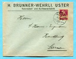 Brief Uster nach Sarnen 1923 - Absender: H. Brunner-Wehrli
