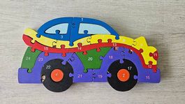Holzauto Puzzle mit Zahlen, Kinderspielzeug