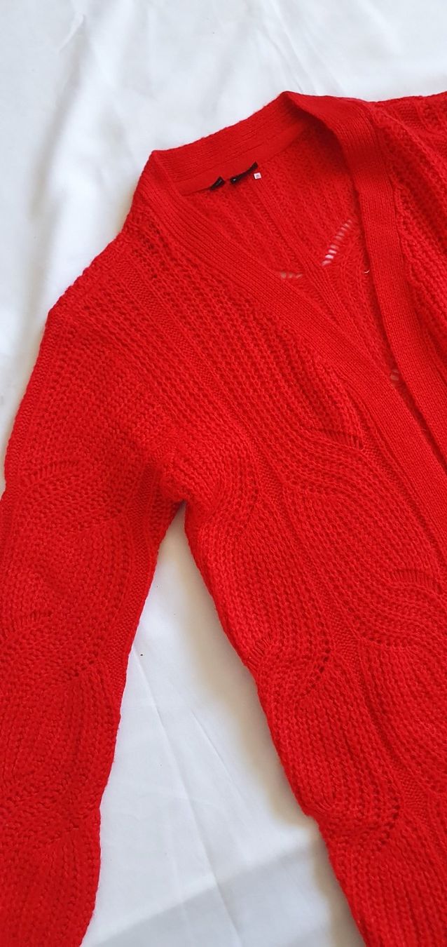 Jacken: Rote Strickjacke, Longcardigan 32/34, XS – Neu (gemäss Beschreibung) aus Niederbuchsiten von klengyel 1