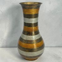 Grand vase ancien en laiton émaillé
