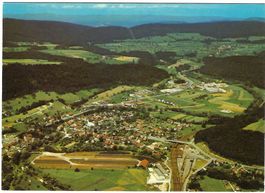 AK Zwingen BL, Luftaufnahme, gelaufen 1986