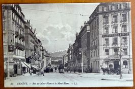 Genève - Rue du Mont Blanc - Tram - Animée. 1913