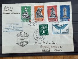 Pro Patria Satzbrief, Swissair Luftpost Locarno - Barcelona