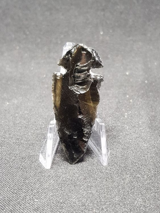 Mahagoni Obsidian Pfeilspitze 9-11cm - Flint Knapping Speerspitze Sammlerstück