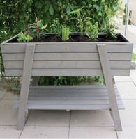 Hochbeet mit Regal grau Holz