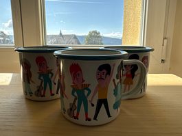 Tazze smaltate 3 pezzi set figure musicali nuovo