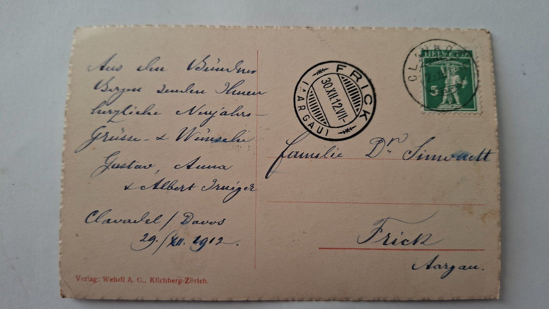 Cartoline postali: Alte Ansichtskarte von Davos, um 1912 – Usato da Opfikon venduto da Diversamente 1