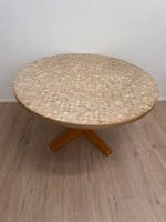 Runder Vintage Esstisch mit Tischplatte im Schachbrettmuster