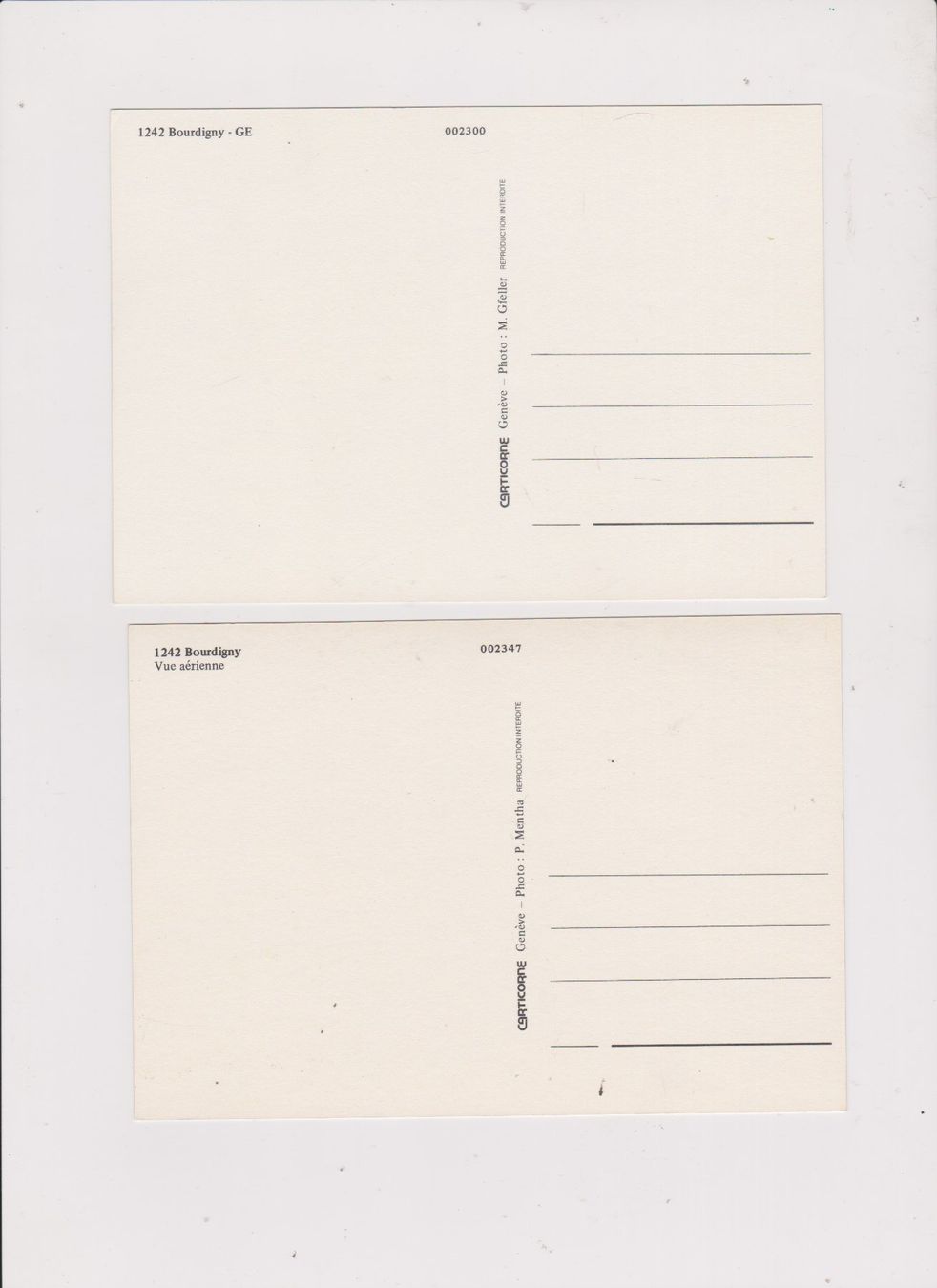 Cartoline postali: 2 cartes postales Bourdigny Genève – Usato da Bex venduto da Canouille 1