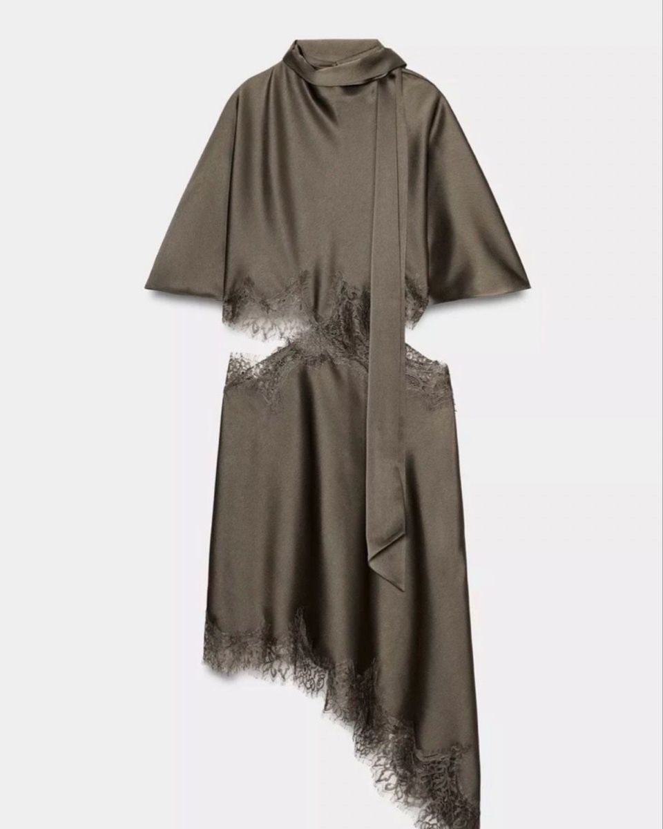 Zara Vestiti: Zara Satin Dress Khaki – Nuovo e nell'imballaggio originale da Lausanne venduto da kku_sd2c