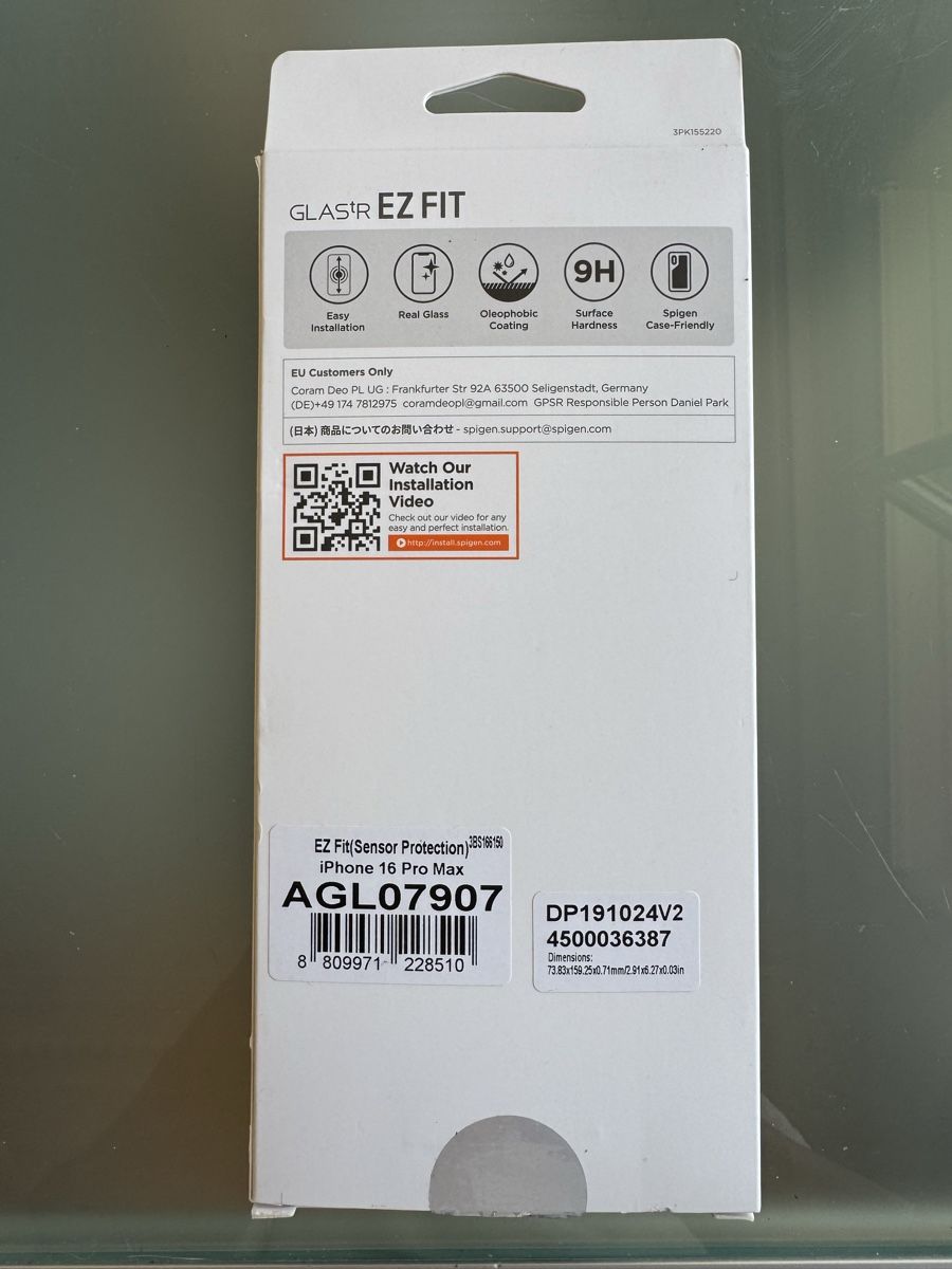 Spigen Cover & Protezioni schermo: Spigen Glas.tR EZ Fit iPhone 16 Pro Max, 2 Stk – Nuovo e nell'imballaggio originale da Zürich venduto da Nobs1 2