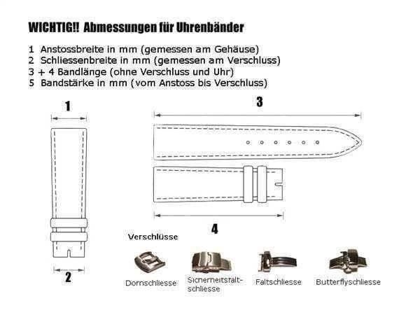 Uhrenband Leder extrabreit 26mm 4 Farben 5