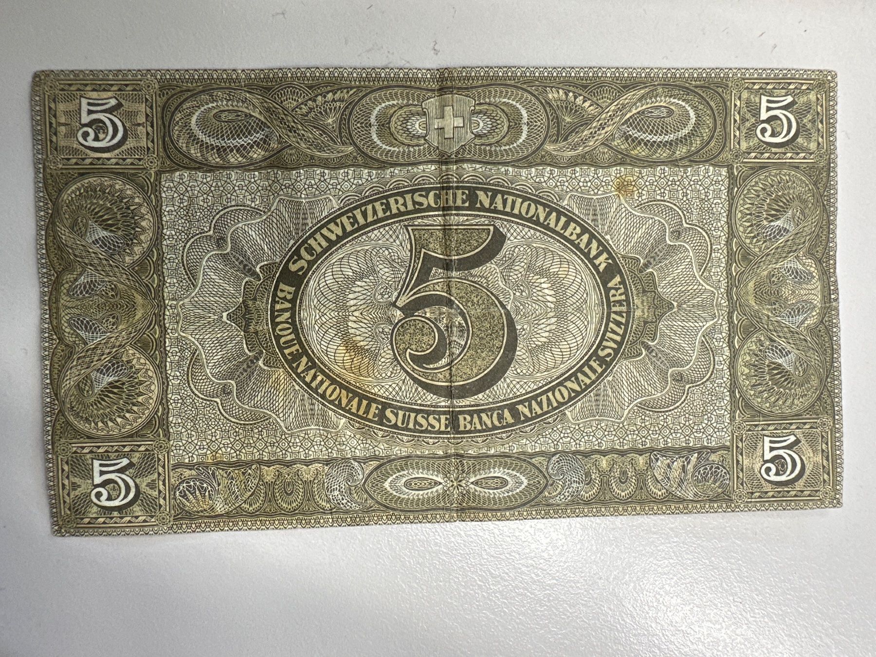 Banknoten: 5 Fr.-Note Schweiz 1951 – Gebraucht aus Herisau von herau 1
