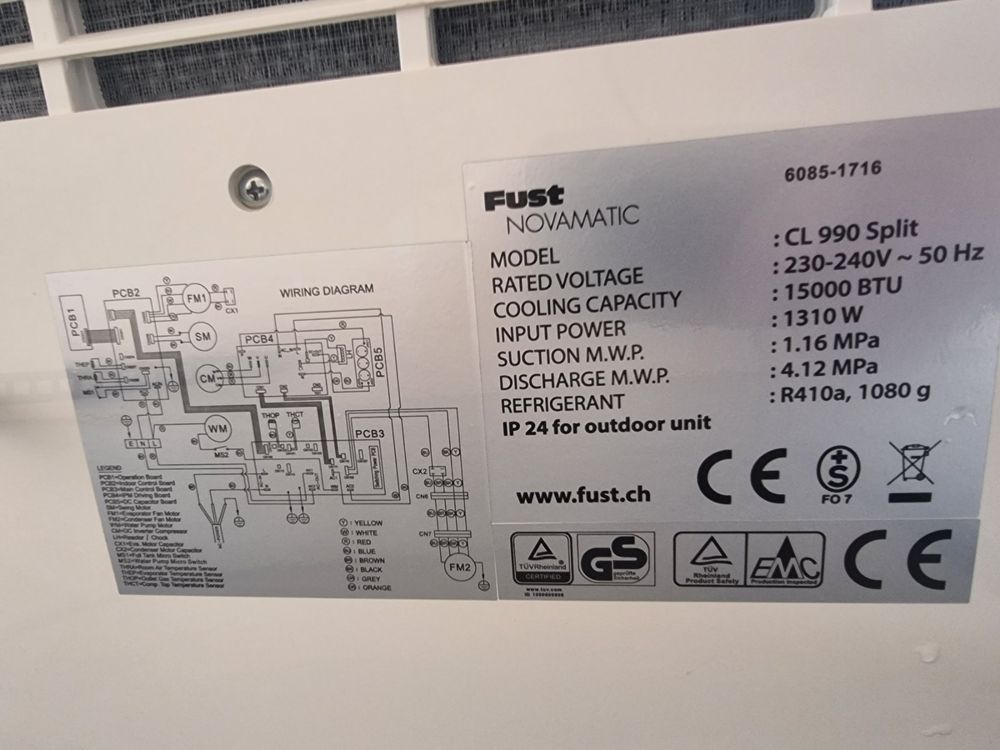 Klimaanlage Split Fust Novqmatic CL990 4.4KW Kälteleistung