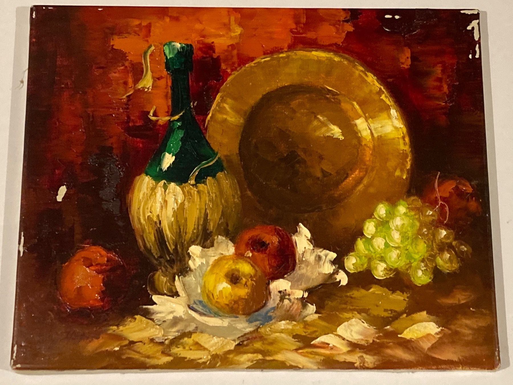 Tableaux: Dickz Stilleben signiert mit Teller, Falsche, Trauben, Äpfel – D'occasion à Hirzel par pjn_d7xp