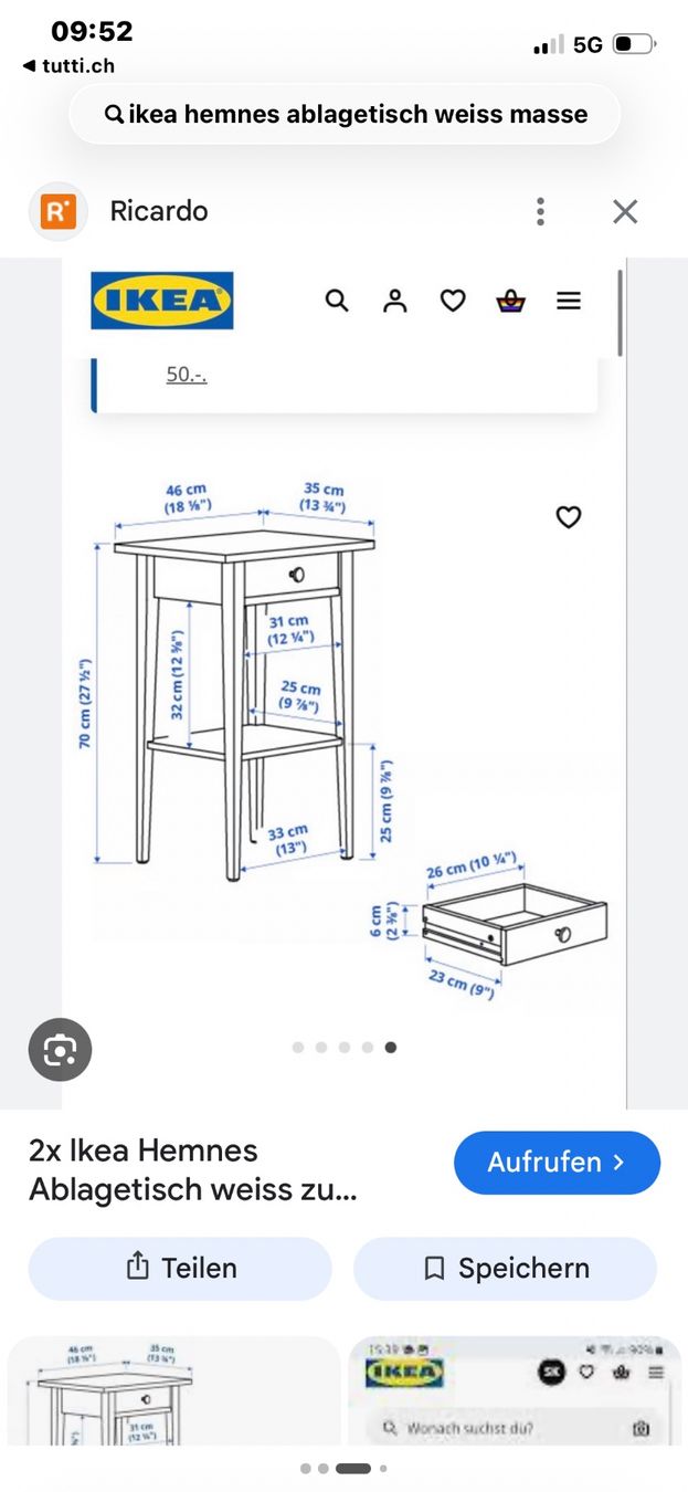 Ikea Tables de nuit: Ikea hemnes nachttisch beistelltisch – D'occasion à Dübendorf par rocki07 4