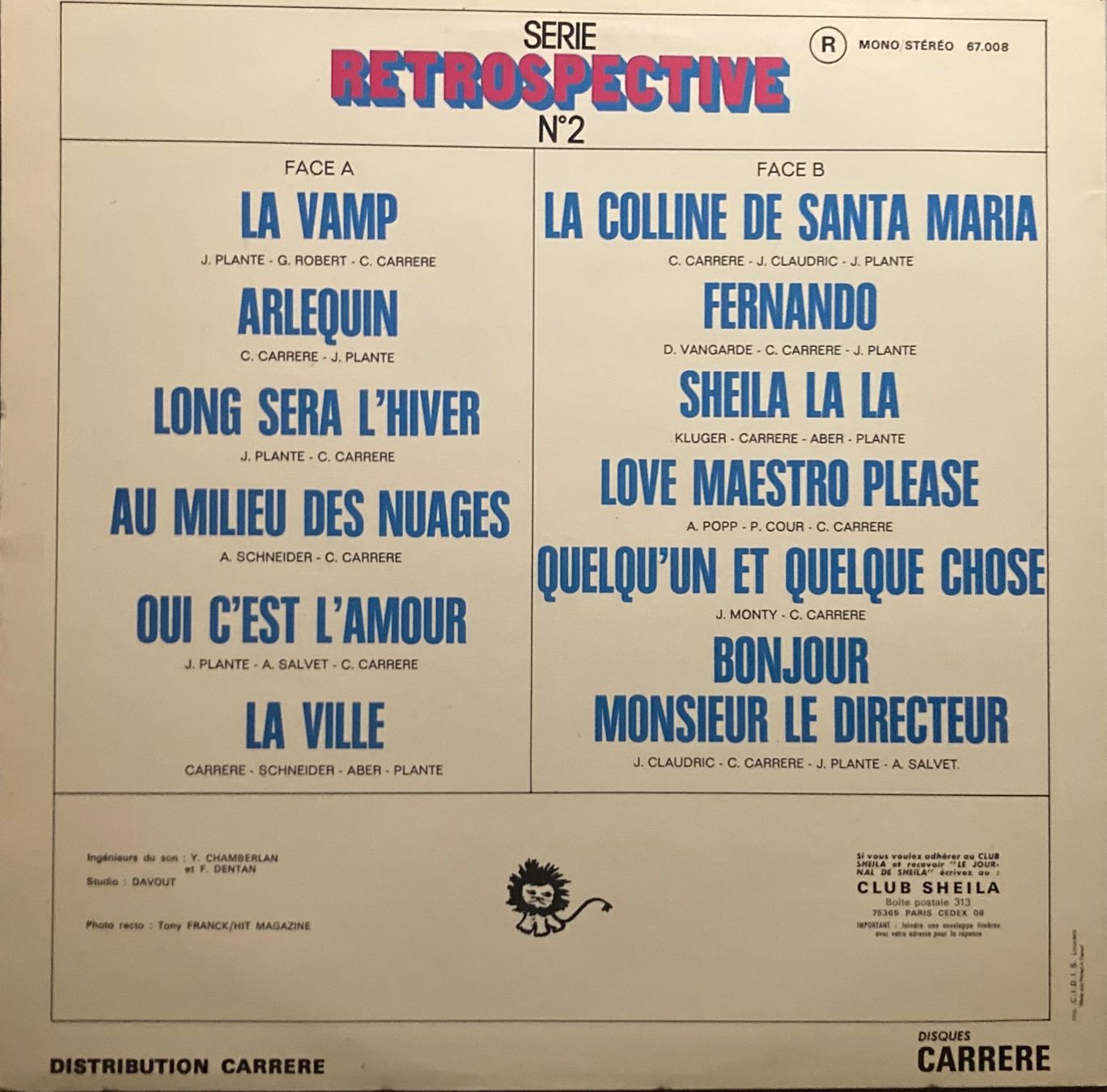 Schallplatten: SHEILA - REETROSPECTIVE N°2 – Gebraucht aus Poliez-Pittet von Newtown-Records 1