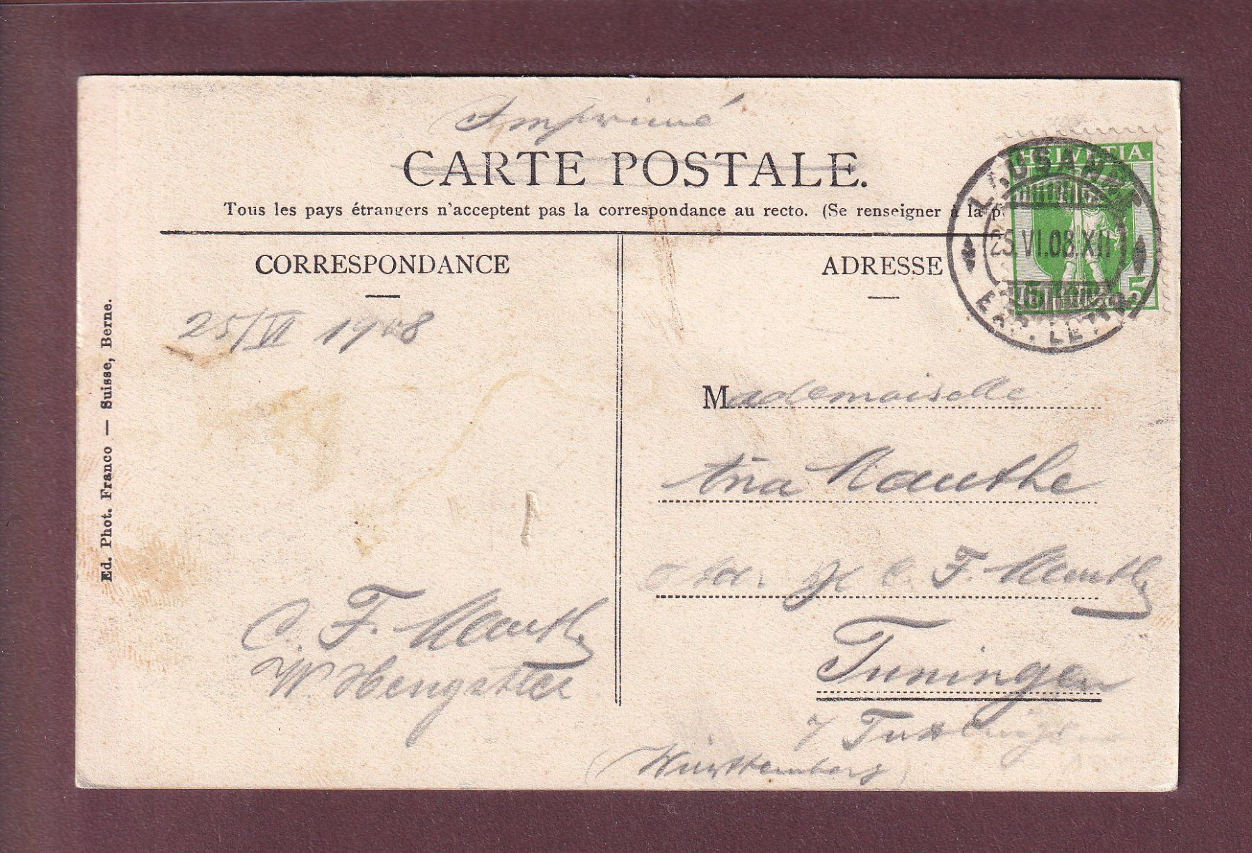 Ansichtskarten: LAUSANNE - Ouchy - Le Château - 1908 – Gebraucht aus Pully von nicecards 1