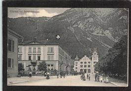 Glarus , Bahnhofstrasse , belebt,  gel. 1912