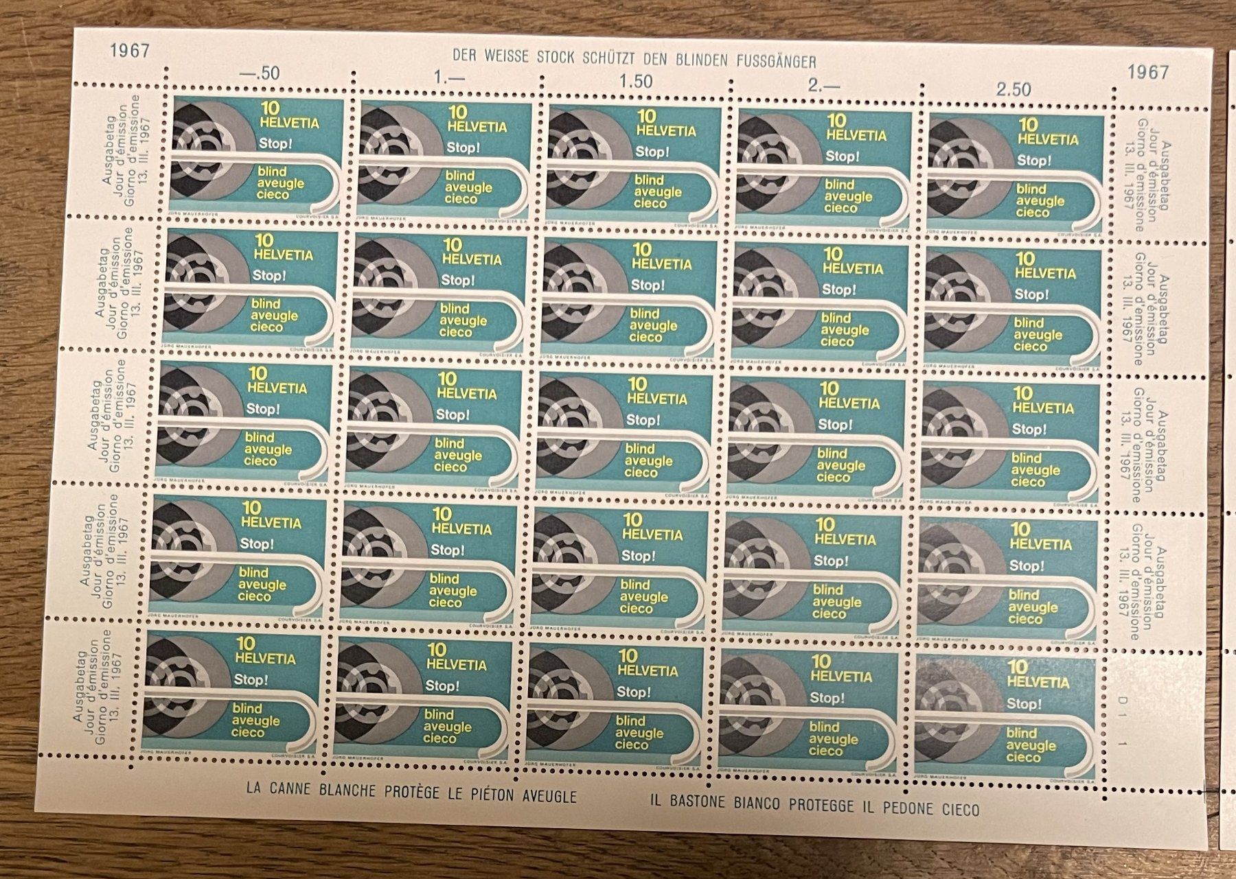 Alle Briefmarken: 2 x 1967 Werbe- u. Gedenkmarken "Stop! Blind" – Neu (gemäss Beschreibung) aus Oftringen von Vucki 1
