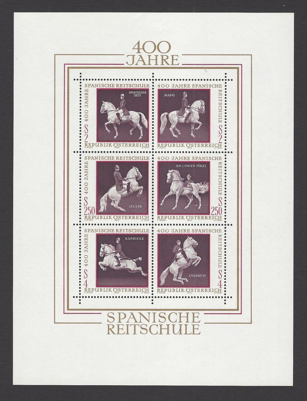 Tutti i francobolli: Österreich Kleinbogen 400 j. Spanische Reitschule postfrisch – Nuovo (secondo la descrizione) da Kriens venduto da eiche50
