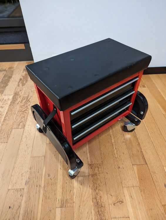 Yato Werkstatthocker Mit Schubladen - Drehbarer Rollhocker 150kg Traglast