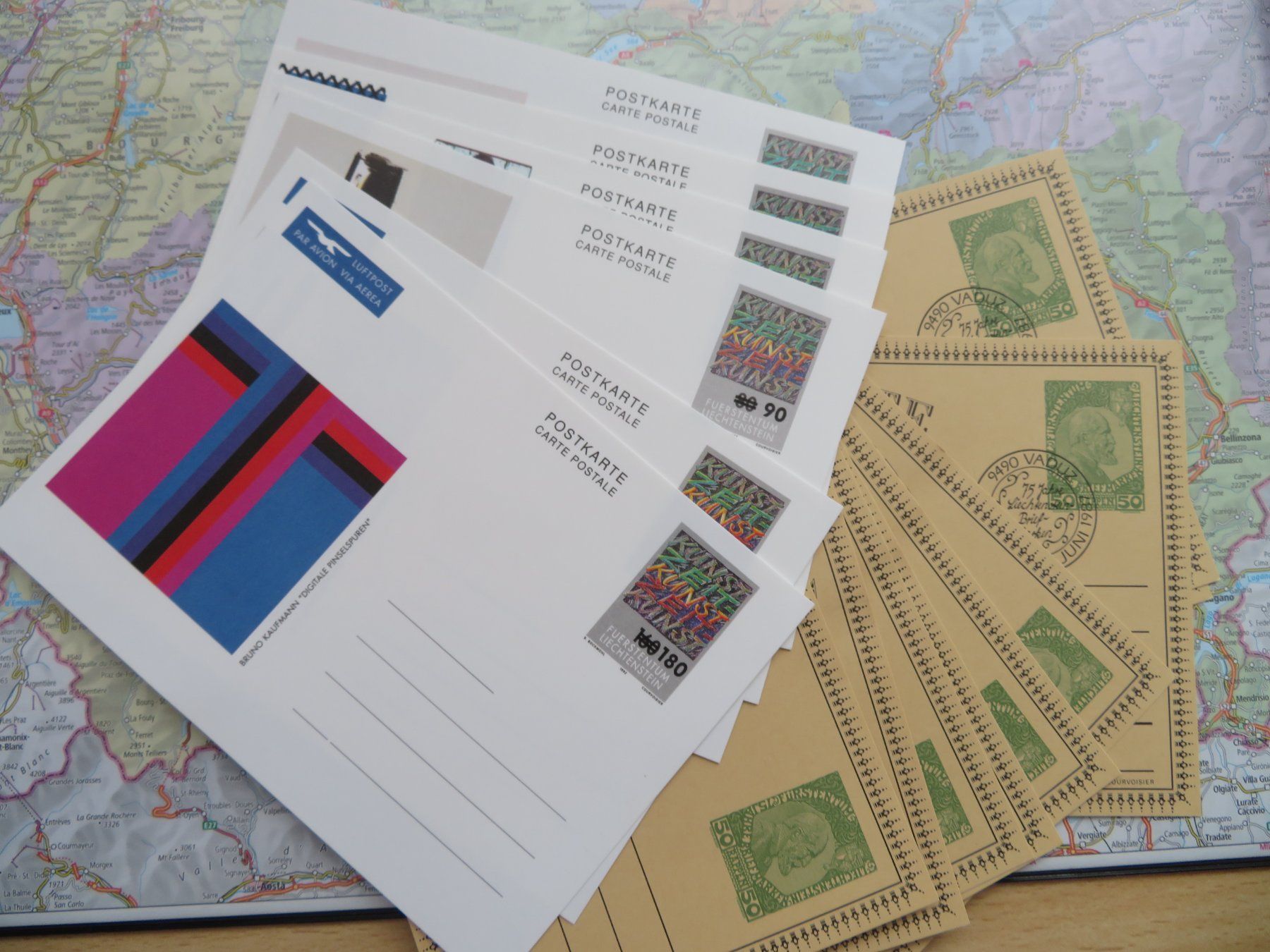 Cartoline postali: Liechtenstein Postkarten Postfrisch u. gestempelt – Nuovo e nell'imballaggio originale da Untereggen venduto da Geobrocki