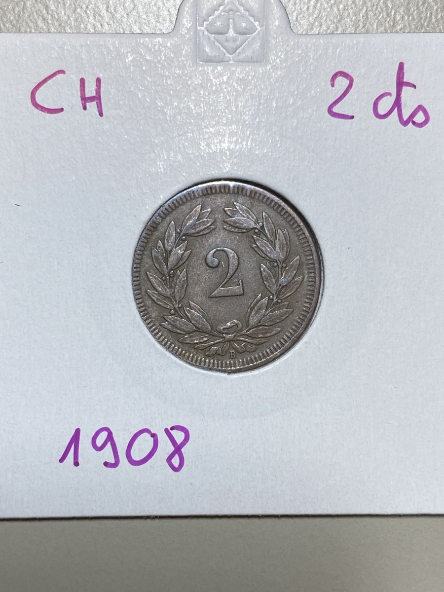 Tutti le monete: CH - 2 centimes - 1909 – Usato da Payerne venduto da Mike1682