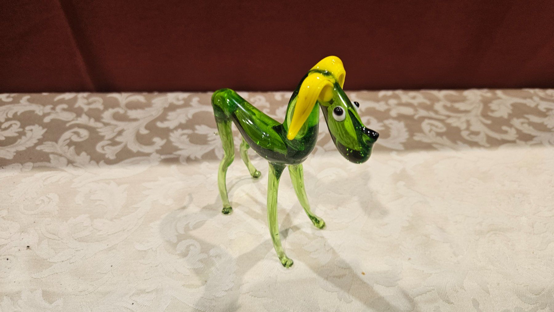 Statuette: Animale in vetro soffiato verde e giallo – Usato da Melano venduto da H-Sara