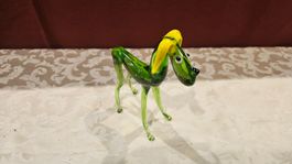 Animale in vetro soffiato verde e giallo