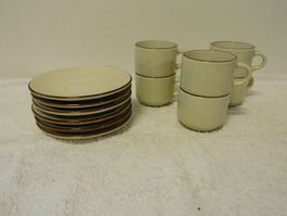 6 Kaffeetassen mit Unterteller Beige Braun Vintage Look ☕☕☕