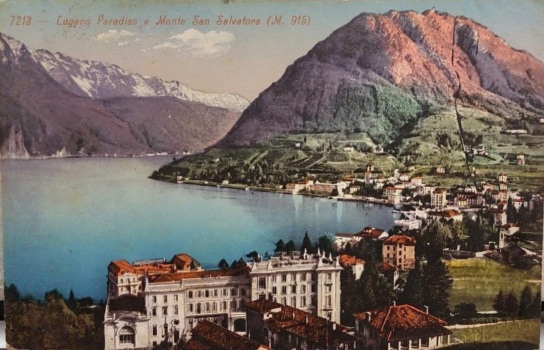 Ansichtskarten: LUGANO PARADISO e Monte San Salvatore – Gebraucht aus Delémont von Domdom1