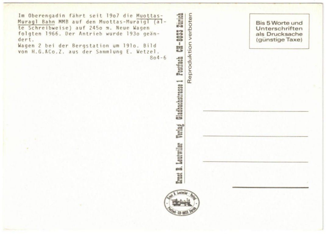 Cartoline postali: St. Moritz - Standseilbahn Muottas Muragl – Usato da Binningen venduto da Mountainrider 1