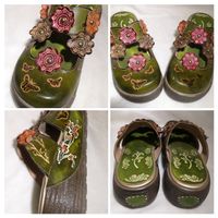 armygrüner Blumen Schuh - Spendenaktion