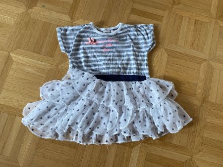 Mädchen Kleid gestreift mit Tüllrock Gr. 86