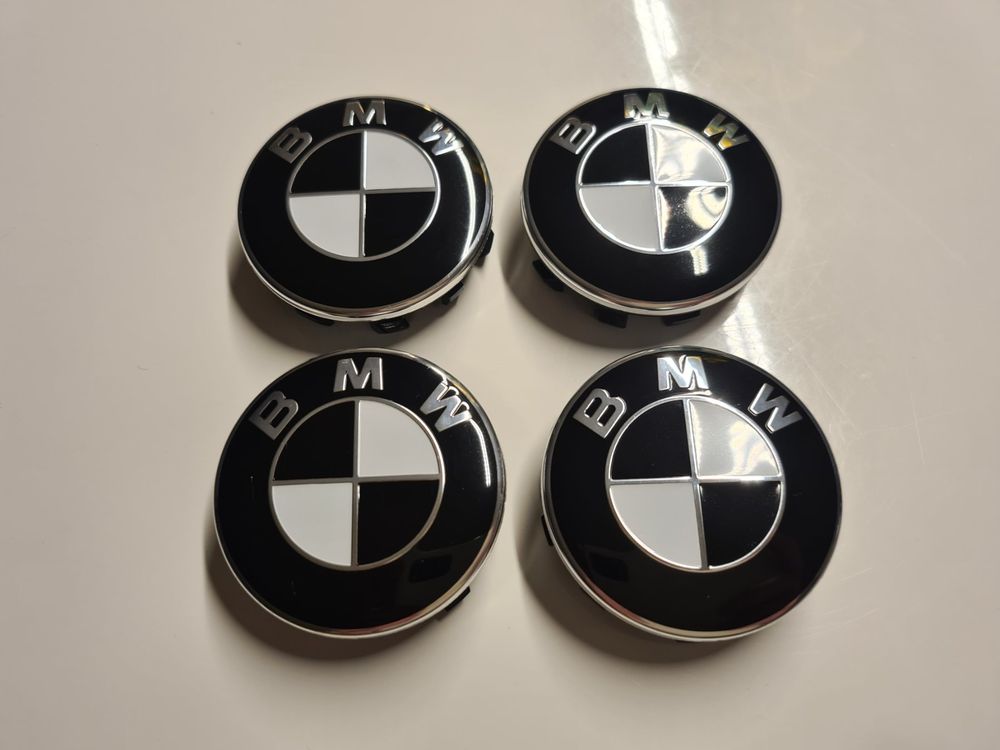 BMW LOGO EMBLEM NABENDECKEL 56MM SCHWARZ WEISS